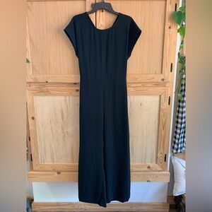 LOFT Elegant Black Classic Wide Leg Jumpsuit Short Sleeves Sz 12 New With Tags